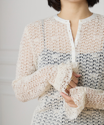 IENA LA BOUCLE | 《追加》IENA LA BOUCLE antik dantel レースヘンリーネックプルオーバー(Tシャツ/カットソー)