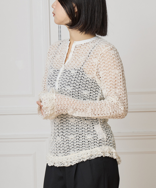 IENA LA BOUCLE（イエナラブークル）の「《追加》IENA LA BOUCLE antik dantel レースヘンリーネックプルオーバー（Tシャツ/カットソー・レディース・アイボリー・FREE）」の4枚目の写真
