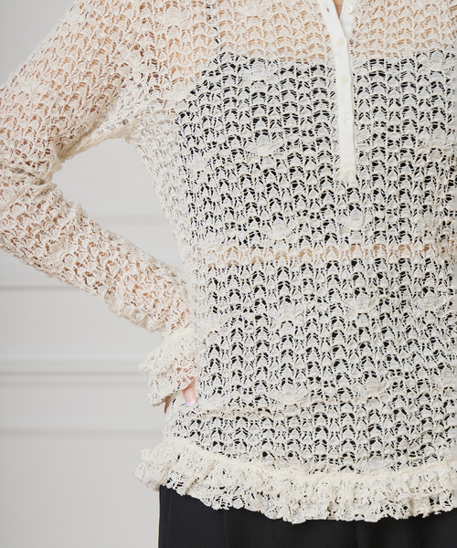 IENA LA BOUCLE（イエナラブークル）の「《追加》IENA LA BOUCLE antik dantel レースヘンリーネックプルオーバー（Tシャツ/カットソー・レディース・アイボリー・FREE）」の6枚目の写真