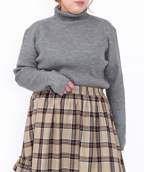 PUNYUS（プニュズ）の「リブタートルネックニット（ニット/セーター・レディース・ブラック/グレー/ベージュ・1/2/3/4）」の3枚目の写真