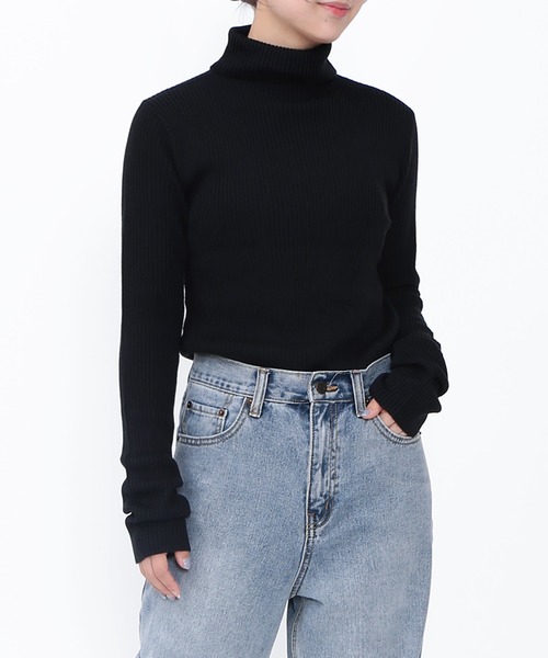 PUNYUS（プニュズ）の「リブタートルネックニット（ニット/セーター・レディース・ブラック/グレー/ベージュ・1/2/3/4）」の2枚目の写真