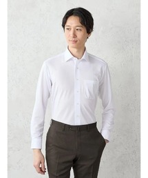 【完全ノンアイロン/WEB限定】長袖アイシャツ 織柄 セミワイドカラー ホワイト