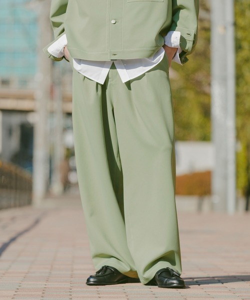 RAGEBLUE（レイジブルー）の「Design Stitch Painter Wide Pants/配色ステッチペインターパンツ【セットアップ対応】（スラックス・メンズ・ライトグリーン/ホワイト/ブラック・SMALL/LARGE/MEDIUM）」の3枚目の写真