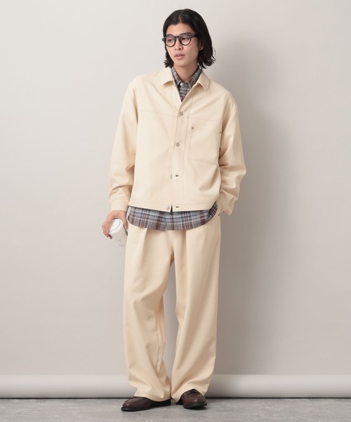 RAGEBLUE（レイジブルー）の「Design Stitch Painter Wide Pants/配色ステッチペインターパンツ【セットアップ対応】（スラックス・メンズ・ライトグリーン/ホワイト/ブラック・SMALL/LARGE/MEDIUM）」の4枚目の写真