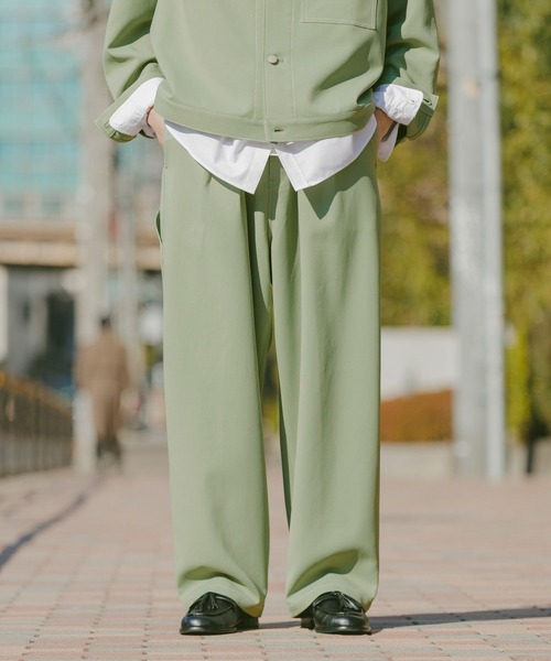 RAGEBLUE（レイジブルー）の「Design Stitch Painter Wide Pants/配色ステッチペインターパンツ【セットアップ対応】（スラックス・メンズ・ライトグリーン/ホワイト/ブラック・SMALL/LARGE/MEDIUM）」の14枚目の写真