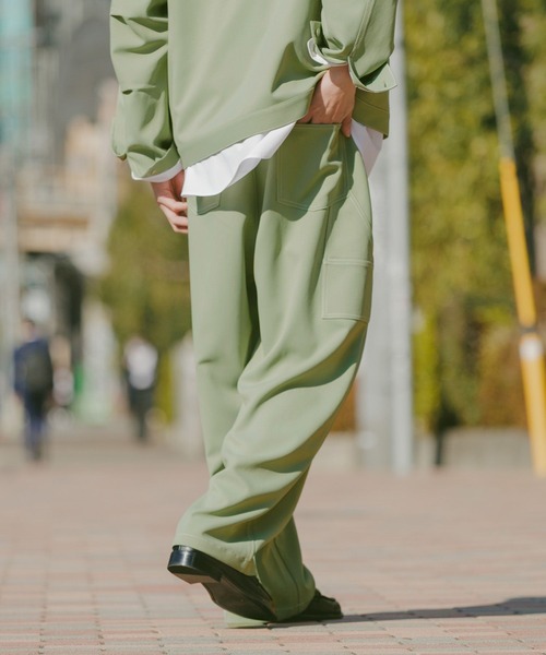 RAGEBLUE（レイジブルー）の「Design Stitch Painter Wide Pants/配色ステッチペインターパンツ【セットアップ対応】（スラックス・メンズ・ライトグリーン/ホワイト/ブラック・SMALL/LARGE/MEDIUM）」の15枚目の写真