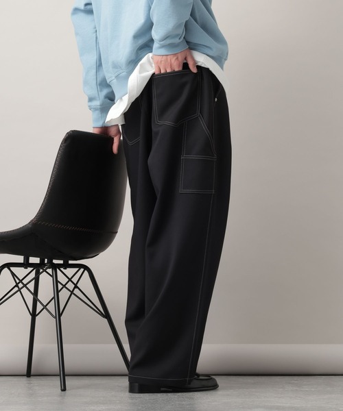 RAGEBLUE（レイジブルー）の「Design Stitch Painter Wide Pants/配色ステッチペインターパンツ【セットアップ対応】（スラックス・メンズ・ライトグリーン/ホワイト/ブラック・SMALL/LARGE/MEDIUM）」の21枚目の写真