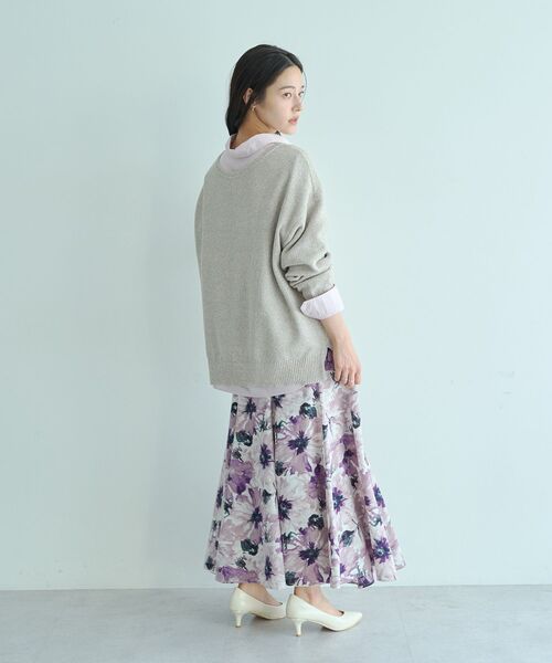 YECCA VECCA(イェッカヴェッカ)の「2wayヘンリーネックルーズニット(ニット/セーター・レディース・ベージュ/チャコールグレー/アイボリー・FREE)」の9枚目の写真