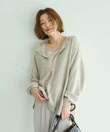 2wayヘンリーネックルーズニット