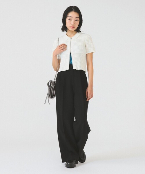 Ray BEAMS(レイビームス)の「2タック ワイド パンツ(スラックス・レディース・ダークブラウン/ブラック・0/1)」の3枚目の写真