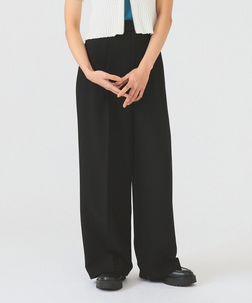 Ray BEAMS(レイビームス)の「2タック ワイド パンツ(スラックス・レディース・ダークブラウン/ブラック・0/1)」の6枚目の写真