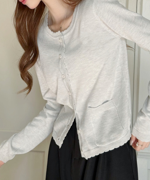 Ada.(エイダ)の「フリルデザイン ニットカーディガン(カーディガン/ボレロ・レディース・グレー/ネイビー/ライトグレー・FREE)」の6枚目の写真