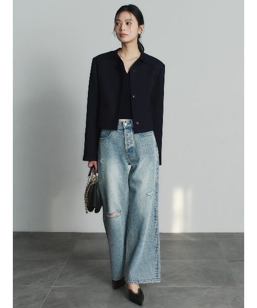 anuans（アニュアンス）の「アセテートスキッパーリブニットトップス（ニット/セーター・レディース・ホワイト/ベージュ/ネイビー・FREE）」の11枚目の写真