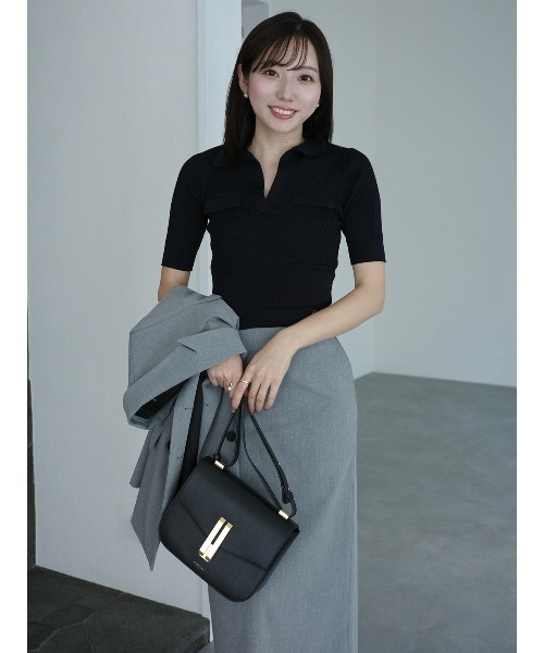 anuans（アニュアンス）の「アセテートスキッパーリブニットトップス（ニット/セーター・レディース・ホワイト/ベージュ/ネイビー・FREE）」の14枚目の写真