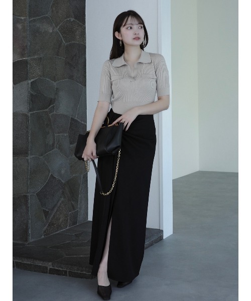 anuans（アニュアンス）の「アセテートスキッパーリブニットトップス（ニット/セーター・レディース・ホワイト/ベージュ/ネイビー・FREE）」の18枚目の写真