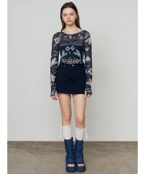 EMODA（エモダ）の「ホールリボンオープントゥソックス（ソックス/靴下・レディース・ホワイト/グレー・FREE）」の4枚目の写真