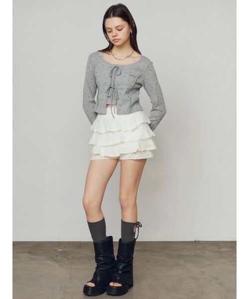 EMODA（エモダ）の「ホールリボンオープントゥソックス（ソックス/靴下・レディース・ホワイト/グレー・FREE）」の7枚目の写真