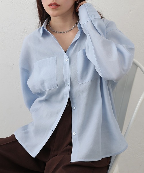 COLONY 2139（コロニートゥーワンスリーナイン）の「リップルポケットシャツ（シャツ/ブラウス・レディース・イエロー/ホワイト/ブラウン/ブラック/サックスブルー・FREE）」の4枚目の写真