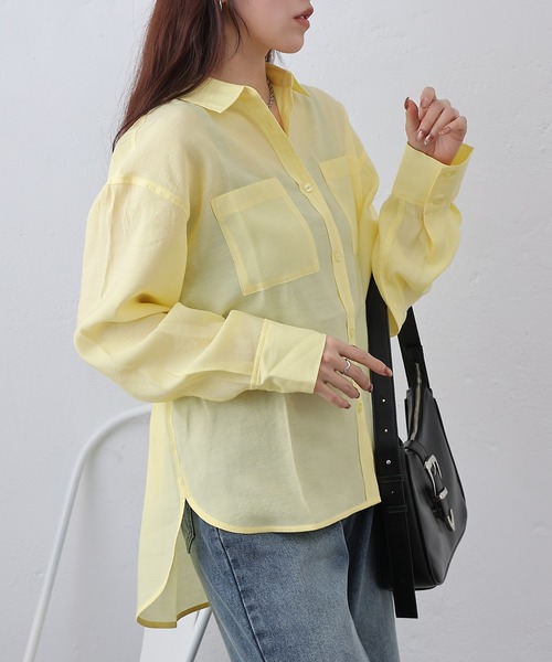 COLONY 2139（コロニートゥーワンスリーナイン）の「リップルポケットシャツ（シャツ/ブラウス・レディース・イエロー/ホワイト/ブラウン/ブラック/サックスブルー・FREE）」の5枚目の写真