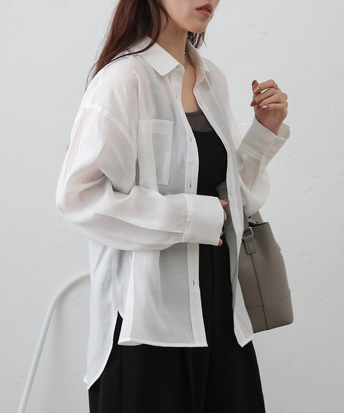 COLONY 2139（コロニートゥーワンスリーナイン）の「リップルポケットシャツ（シャツ/ブラウス・レディース・イエロー/ホワイト/ブラウン/ブラック/サックスブルー・FREE）」の9枚目の写真