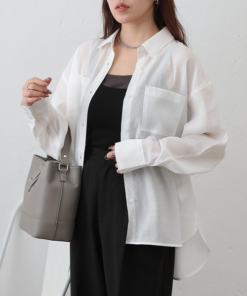 COLONY 2139（コロニートゥーワンスリーナイン）の「リップルポケットシャツ（シャツ/ブラウス・レディース・イエロー/ホワイト/ブラウン/ブラック/サックスブルー・FREE）」の7枚目の写真