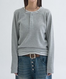 EPNK（イーピーエヌケー）の「Layered border henlyneck / レイヤードボーダーヘンリーネック（Tシャツ/カットソー）」