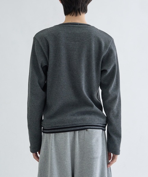 【EPNK】レイヤードボーダーヘンリーネックMサイズチャコールグレー Layered border henlyneck / レイヤードボーダーヘンリーネック（T
