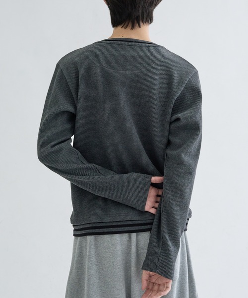Layered border henlyneck / レイヤードボーダーヘンリーネック（T