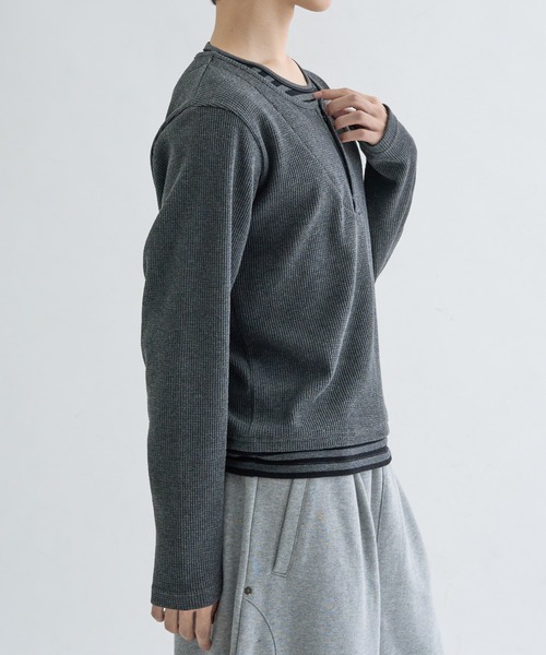 Layered border henlyneck / レイヤードボーダーヘンリーネック（T