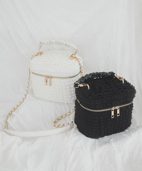 MAJESTIC LEGON（マジェスティックレゴン）の「レースフリルバニティ（ショルダーバッグ・レディース・オフホワイト/ブラック・FREE）」の8枚目の写真