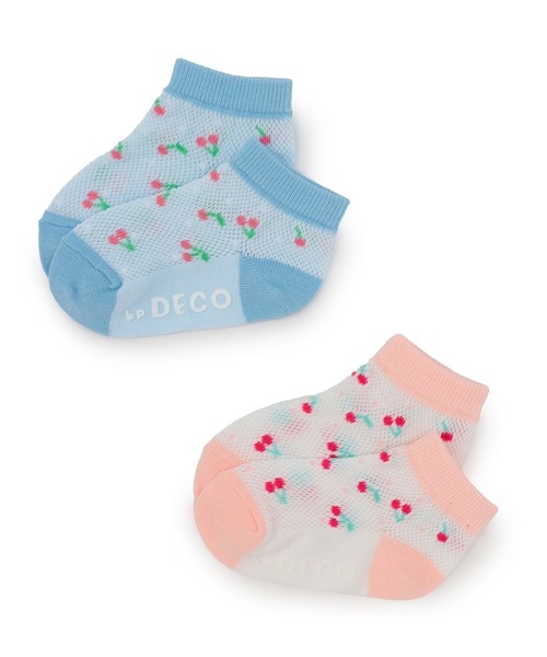 KP DECO（ケーピーデコ）の「チェリー総柄 ショートソックス 【COOLMAX】（ソックス/靴下・キッズ・サックスブルー/ピンク・14cm/16cm/18cm/20cm/22cm）」の6枚目の写真