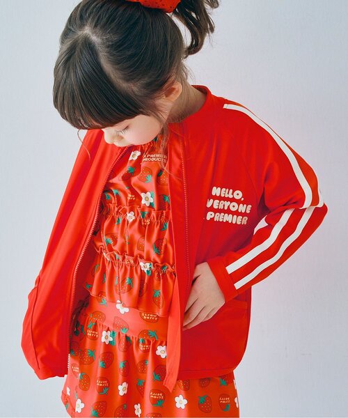 p.premier（ピードットプルミエ）の「【リンク/セットアップ可】袖ラインジップアップラッシュガード（ラッシュガード・キッズ・ピンク/レッド/チャコール/イエロー・80/90/100/110/120/130/140）」の4枚目の写真