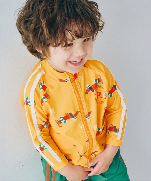 p.premier（ピードットプルミエ）の「【リンク/セットアップ可】袖ラインジップアップラッシュガード（ラッシュガード・キッズ・ピンク/レッド/チャコール/イエロー・80/90/100/110/120/130/140）」の3枚目の写真