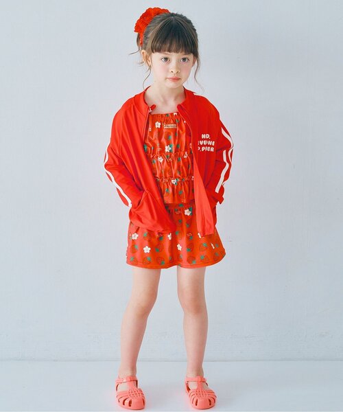 p.premier（ピードットプルミエ）の「【リンク/セットアップ可】袖ラインジップアップラッシュガード（ラッシュガード・キッズ・ピンク/レッド/チャコール/イエロー・80/90/100/110/120/130/140）」の8枚目の写真