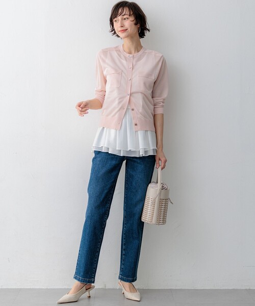 23区（ニジュウサンク）の「シャイニーシアー フラップポケット カーディガン（カーディガン/ボレロ・レディース・ネイビー系/ライトグレー系/ダークブラウン系/ブラック系・38）」の12枚目の写真