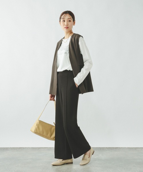 GLOBAL WORK（グローバルワーク）の「イージーケアストレッチ/フレアパンツ/634308（その他パンツ・レディース・ライトベージュ/ブラック/ブラウン・LARGE/MEDIUM/SMALL）」の5枚目の写真