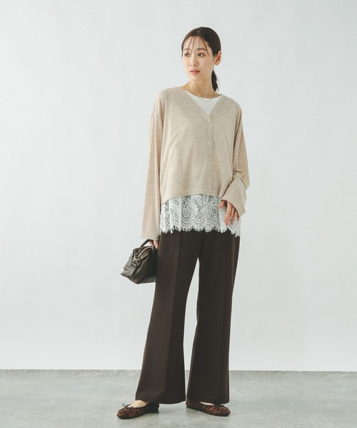 GLOBAL WORK（グローバルワーク）の「イージーケアストレッチ/フレアパンツ/634308（その他パンツ・レディース・ライトベージュ/ブラック/ブラウン・LARGE/MEDIUM/SMALL）」の8枚目の写真