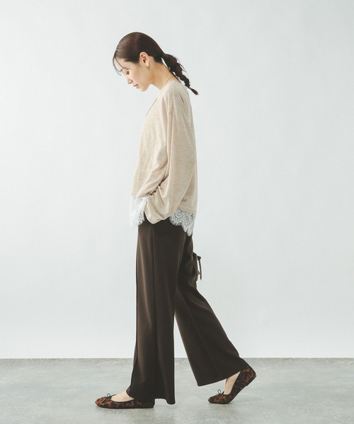 GLOBAL WORK（グローバルワーク）の「イージーケアストレッチ/フレアパンツ/634308（その他パンツ・レディース・ライトベージュ/ブラック/ブラウン・LARGE/MEDIUM/SMALL）」の9枚目の写真