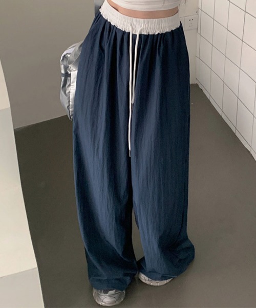 SallyLunn（サリーラン）の「配色ウエスト ワイドパンツ（その他パンツ・レディース・ネイビー/ブラック・LARGE/MEDIUM）」の3枚目の写真