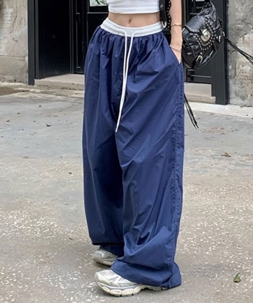 SallyLunn（サリーラン）の「配色ウエスト ワイドパンツ（その他パンツ・レディース・ネイビー/ブラック・LARGE/MEDIUM）」の4枚目の写真