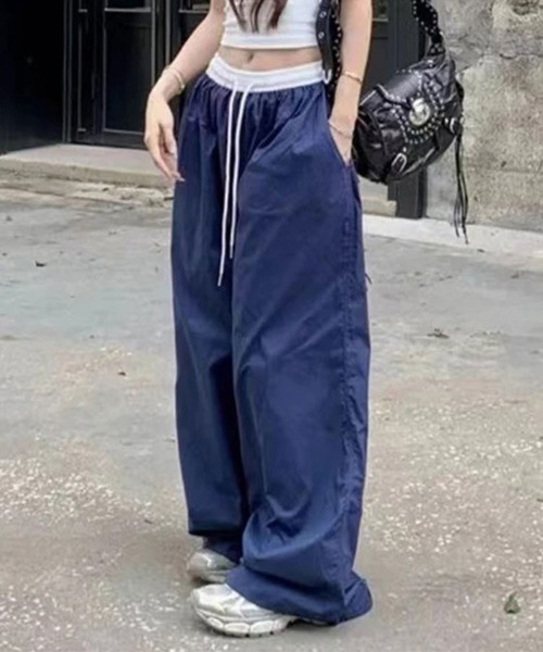 SallyLunn（サリーラン）の「配色ウエスト ワイドパンツ（その他パンツ・レディース・ネイビー/ブラック・LARGE/MEDIUM）」の5枚目の写真