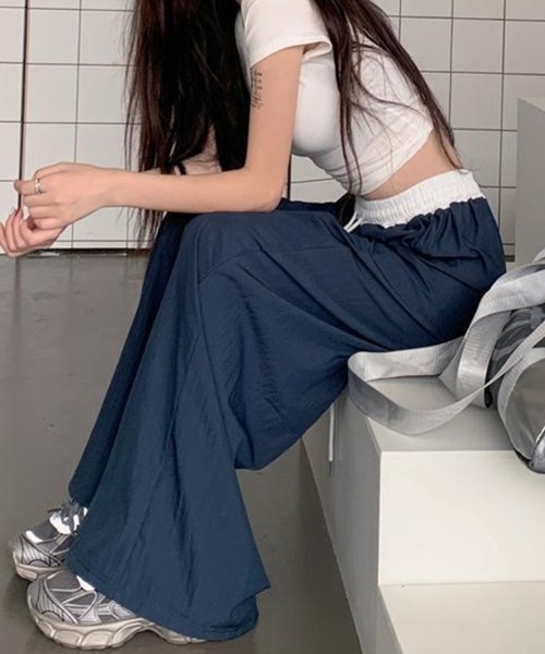 SallyLunn（サリーラン）の「配色ウエスト ワイドパンツ（その他パンツ・レディース・ネイビー/ブラック・LARGE/MEDIUM）」の6枚目の写真