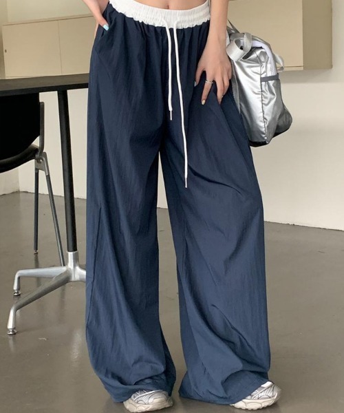 SallyLunn（サリーラン）の「配色ウエスト ワイドパンツ（その他パンツ・レディース・ネイビー/ブラック・LARGE/MEDIUM）」の7枚目の写真