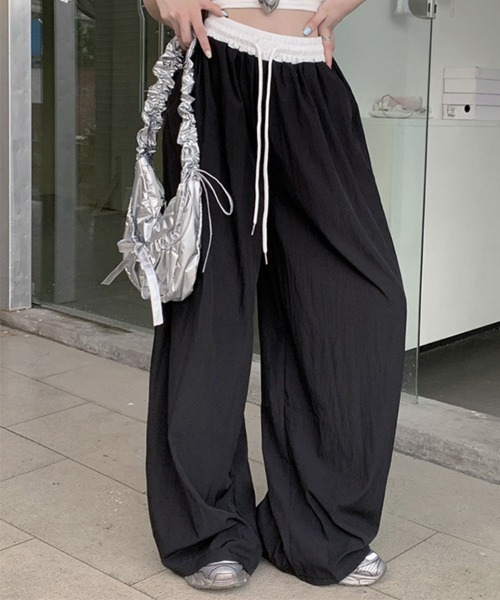 SallyLunn（サリーラン）の「配色ウエスト ワイドパンツ（その他パンツ・レディース・ネイビー/ブラック・LARGE/MEDIUM）」の8枚目の写真