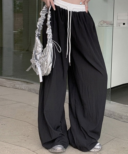 SallyLunn（サリーラン）の「配色ウエスト ワイドパンツ（その他パンツ・レディース・ネイビー/ブラック・LARGE/MEDIUM）」の9枚目の写真