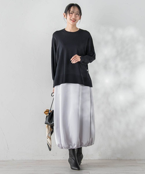 Droite lautreamont(ドロワットロートレアモン)の「PLUM ROYAL SATINスカート≪手洗い可能≫(スカート・レディース・チャコールグレー/ライトグレー・M)」の22枚目の写真