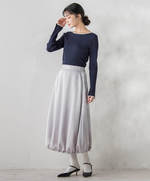 Droite lautreamont(ドロワットロートレアモン)の「PLUM ROYAL SATINスカート≪手洗い可能≫(スカート・レディース・チャコールグレー/ライトグレー・M)」の18枚目の写真