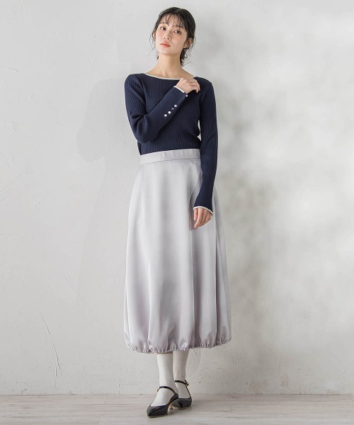 Droite lautreamont(ドロワットロートレアモン)の「PLUM ROYAL SATINスカート≪手洗い可能≫(スカート・レディース・チャコールグレー/ライトグレー・M)」の19枚目の写真