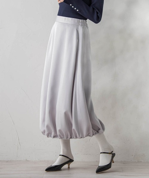 Droite lautreamont(ドロワットロートレアモン)の「PLUM ROYAL SATINスカート≪手洗い可能≫(スカート・レディース・チャコールグレー/ライトグレー・M)」の16枚目の写真