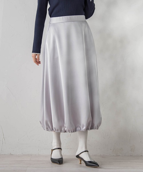 Droite lautreamont(ドロワットロートレアモン)の「PLUM ROYAL SATINスカート≪手洗い可能≫(スカート・レディース・チャコールグレー/ライトグレー・M)」の15枚目の写真